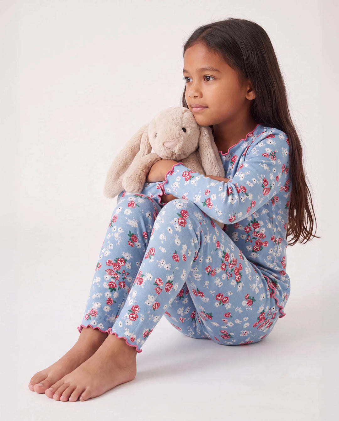 Ensemble pyjama d'Halloween 2 pièces en modal avec imprimé enfantin pour tout-petits/enfants (coupe ajustée) bleu