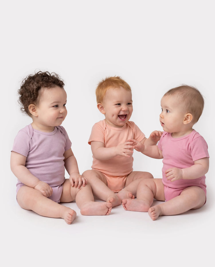 Ensemble 4 pièces barboteuses en modal de couleur unie pour bébé garçon/fille, rose