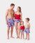 Maillots de bain assortés pour toute la famille Bikini imprimé floral & short de bain pour maman, papa et enfants, parfait pour les journées plage d'été & fêtes à la piscine Rouge