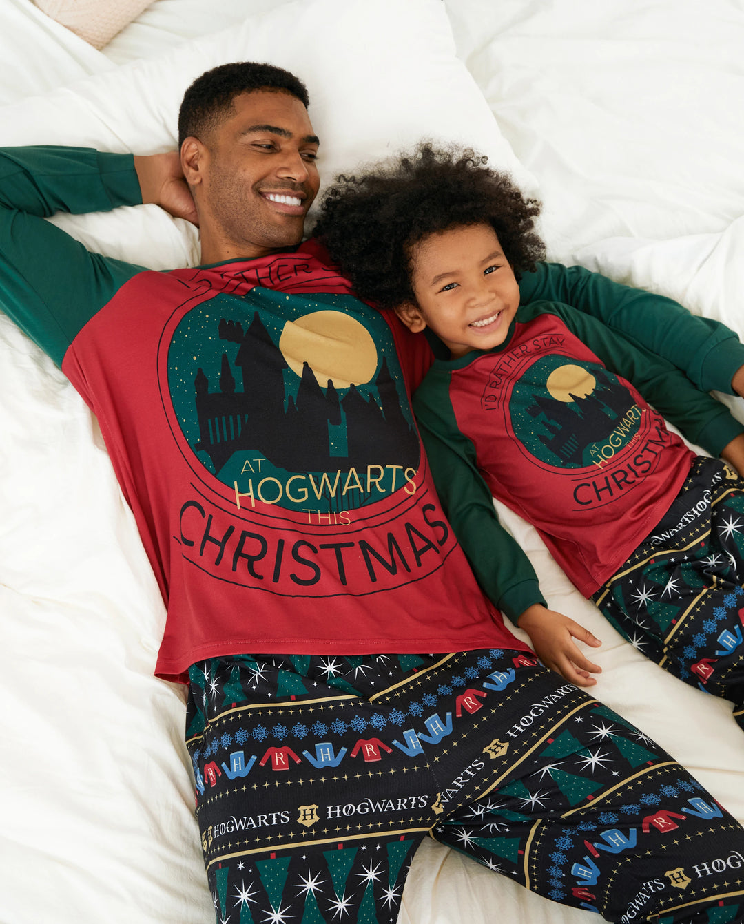 Harry Potter familienpassende Weihnachts-Pyjama-Sets mit Hogwarts-Grafik und Weihnachtssocken