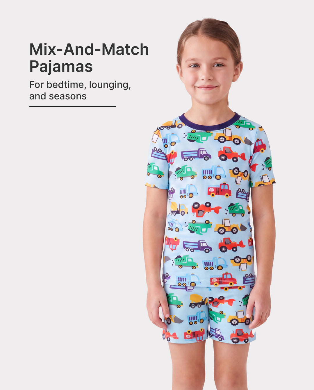 Toddler / Kids Christmas / Halloween Pajamas 3-Piece Bamboo Pajama Set 2-in-1 Look for 4 Seasons (Snug-Fitting) Light Blue