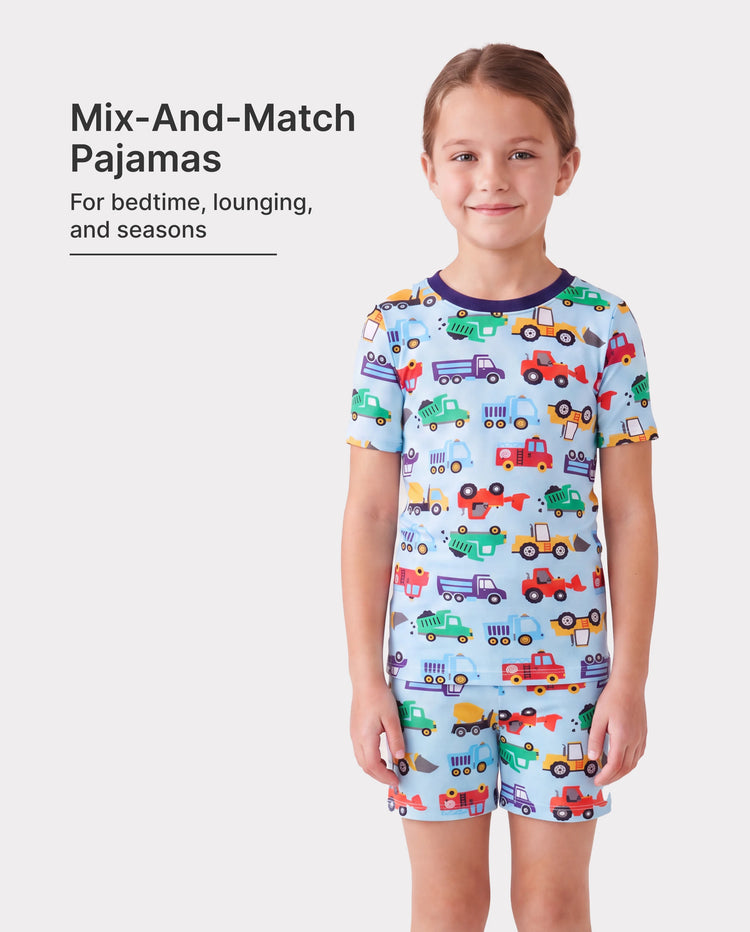 Toddler / Kids Christmas / Halloween Pajamas 3-Piece Bamboo Pajama Set 2-in-1 Look for 4 Seasons (Snug-Fitting) Light Blue