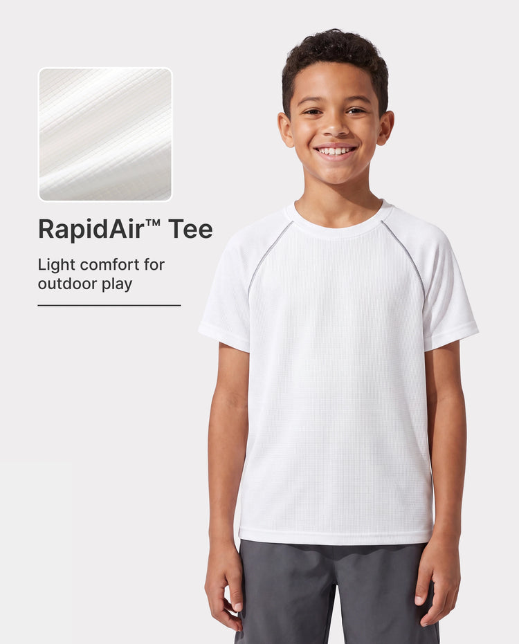 PatPat Lightflow Activewear Kid Boy Athletic Breathable Air-Grid Ultra Lightweight Short Sleeve T-Shirt White