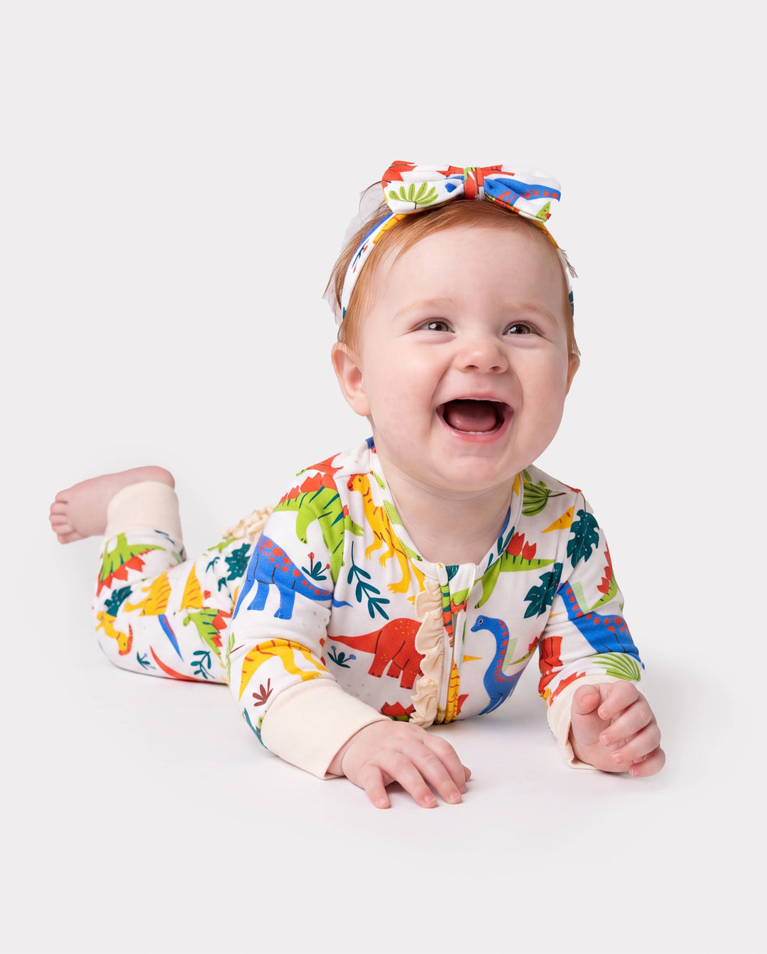 Bamboo Baby Boy/Girl Animal Printed 2-Way Zipper Anti Slip Long-sleeve Footie with Hairband Apricot Yellow