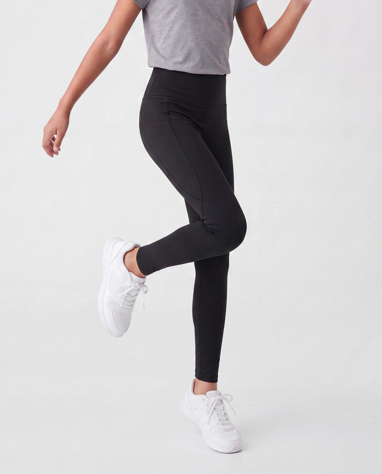 Girl's Leggings High-Waist Yoga Pants Solid Color Leggings with Complimentary Matching Scrunchie Black