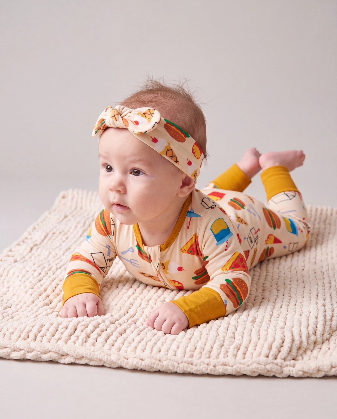 Kids Baby / Girl Bamboo Pajamas With Childlike Print (Snug-Fitting) Brown