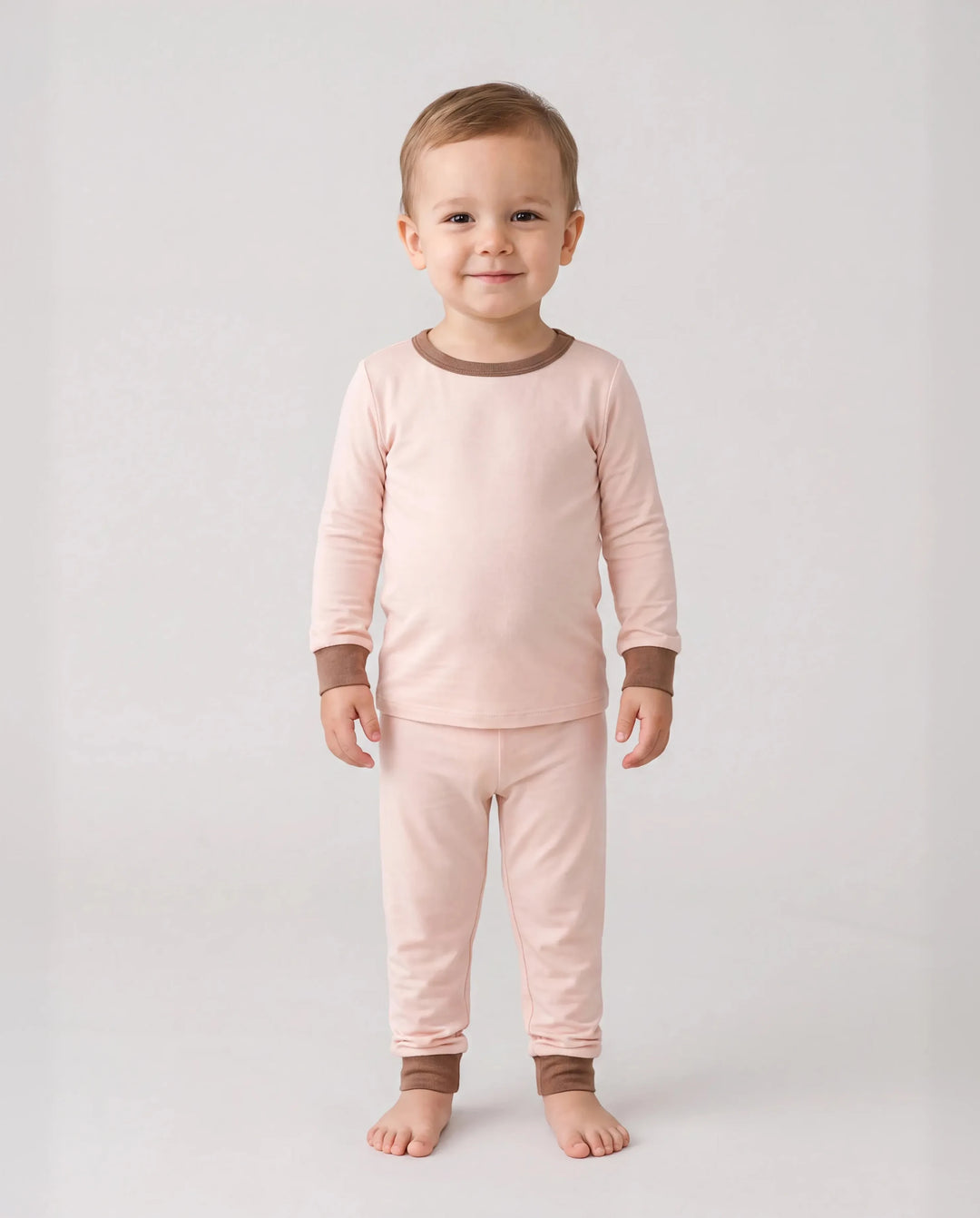 Conjunto de pijama de 2 piezas de Tencel Modal para bebé, niña/niño (ajustado), color albaricoque