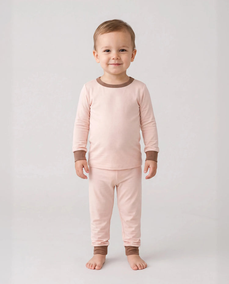 Conjunto de pijama de 2 piezas de Tencel Modal para bebé, niña/niño (ajustado), color albaricoque