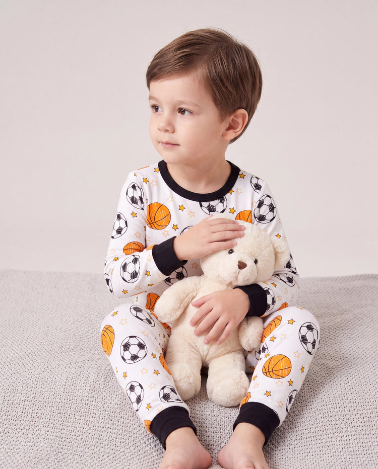 Pijama de Halloween con estampado infantil, 2 piezas, ajuste ceñido, de algodón orgánico, para niños pequeños, niñas y niños, color blanco