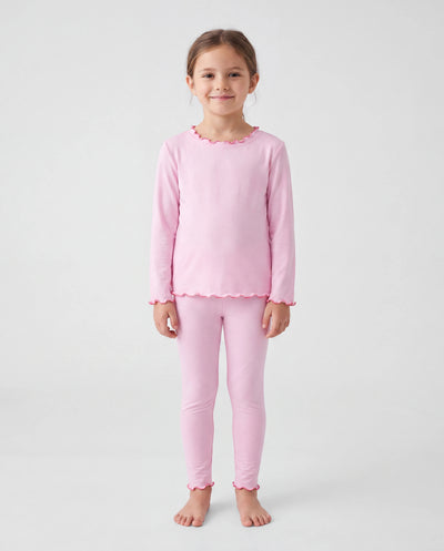 Ensemble pyjama d'Halloween 2 pièces en modal avec imprimé enfantin pour tout-petits/enfants (coupe ajustée) rose