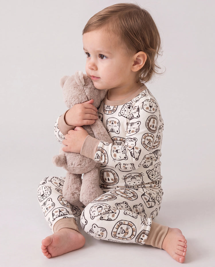 Weihnachten / Halloween Pyjama 2-teiliges Bambus-Pyjama-Set mit kindlichem Druck für Baby / Kleinkind (eng anliegend) khaki