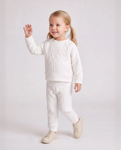 Ensemble 2 pièces sweat-shirt et pantalon en tricot uni blanc pour bébé garçon/fille