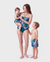 Mama & ich Badeanzüge mit tropischem Palmenmuster, Mama & ich Rüschen-Zweiteiler-Badeanzug, Strandurlaub-Bademode Türkis