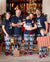 Christmas Reindeer Print Glow in the Dark Family Matching Pajamas Sets with Christmas Socks Deep Blue