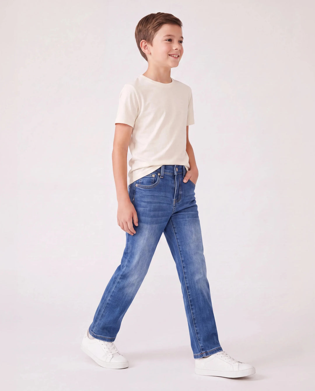 Einfarbig Elastische Taille Weich elastisch Bequem Casual Jeans Baumwollhose mit Taschen blau