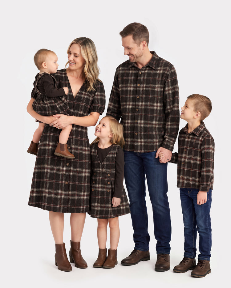 Matching Family Vintage Brown Plaid Outfits