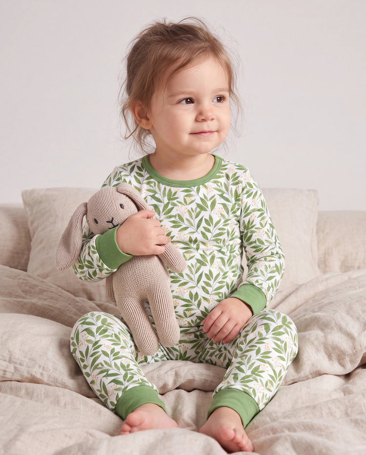 Weihnachten / Halloween Pyjama 2-teiliges Bambus-Pyjama-Set mit kindlichem Druck für Baby / Kleinkind (eng anliegend) grün