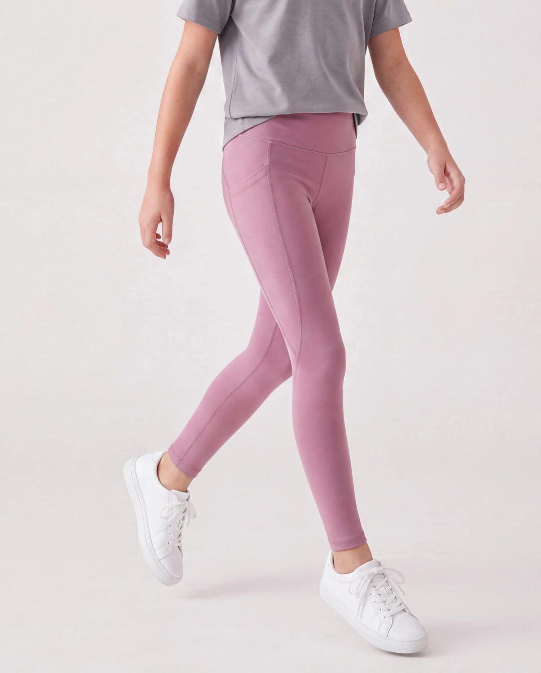 Sportliche ausgestellte Yogahose für Mädchen mit hoher Taille Einfarbige Leggings mit passendem Haargummi lila