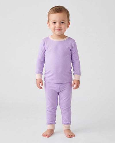 Conjunto de pijama de 2 piezas de tencel modal para bebé, niña/niño (ajustado), morado