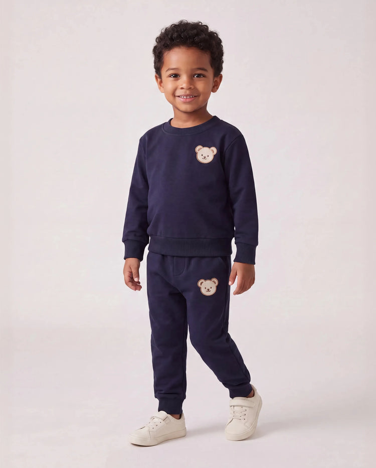 Kinder 2-teiliges Set, einfarbig und unisex, aus Polyester-Material, Regular Fit. dunkelblau