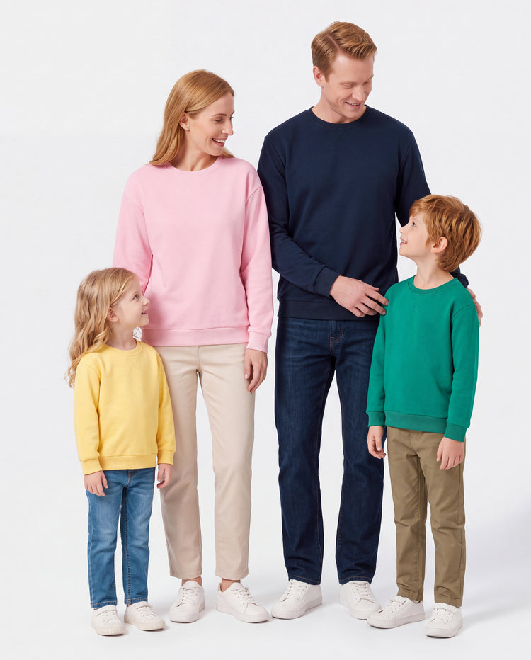 Family Matching Solid Color Crewneck Sweatshirts Multi-color