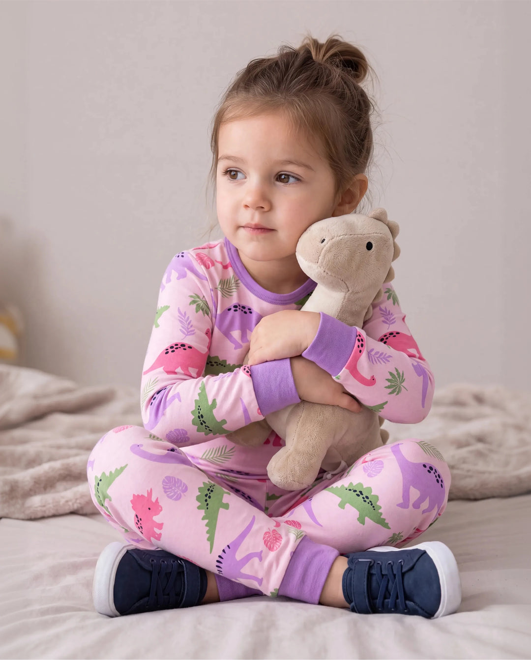 Kleinkind / Kinder 2-teiliger Pyjama aus Bio-Baumwolle mit kindlichem Print Eng anliegende Pyjamas für Mädchen / Jungen rosa