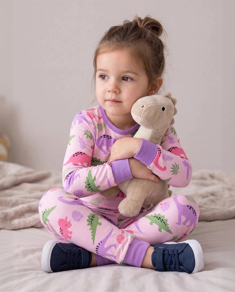 Kleinkind / Kinder 2-teiliger Pyjama aus Bio-Baumwolle mit kindlichem Print Eng anliegende Pyjamas für Mädchen / Jungen rosa