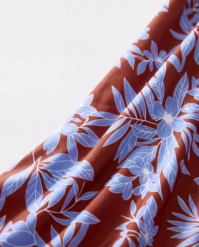 Maillot de bain une pièce bleu à imprimé feuilles tropicales avec découpe pour fillettes