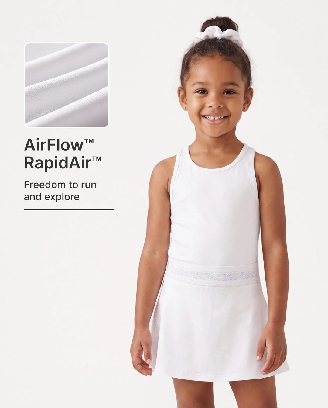 PatPat Rapidair Activewear Jupe-short de tennis athlétique 2 en 1 pour fille avec short en viscose de bambou et poche Blanc