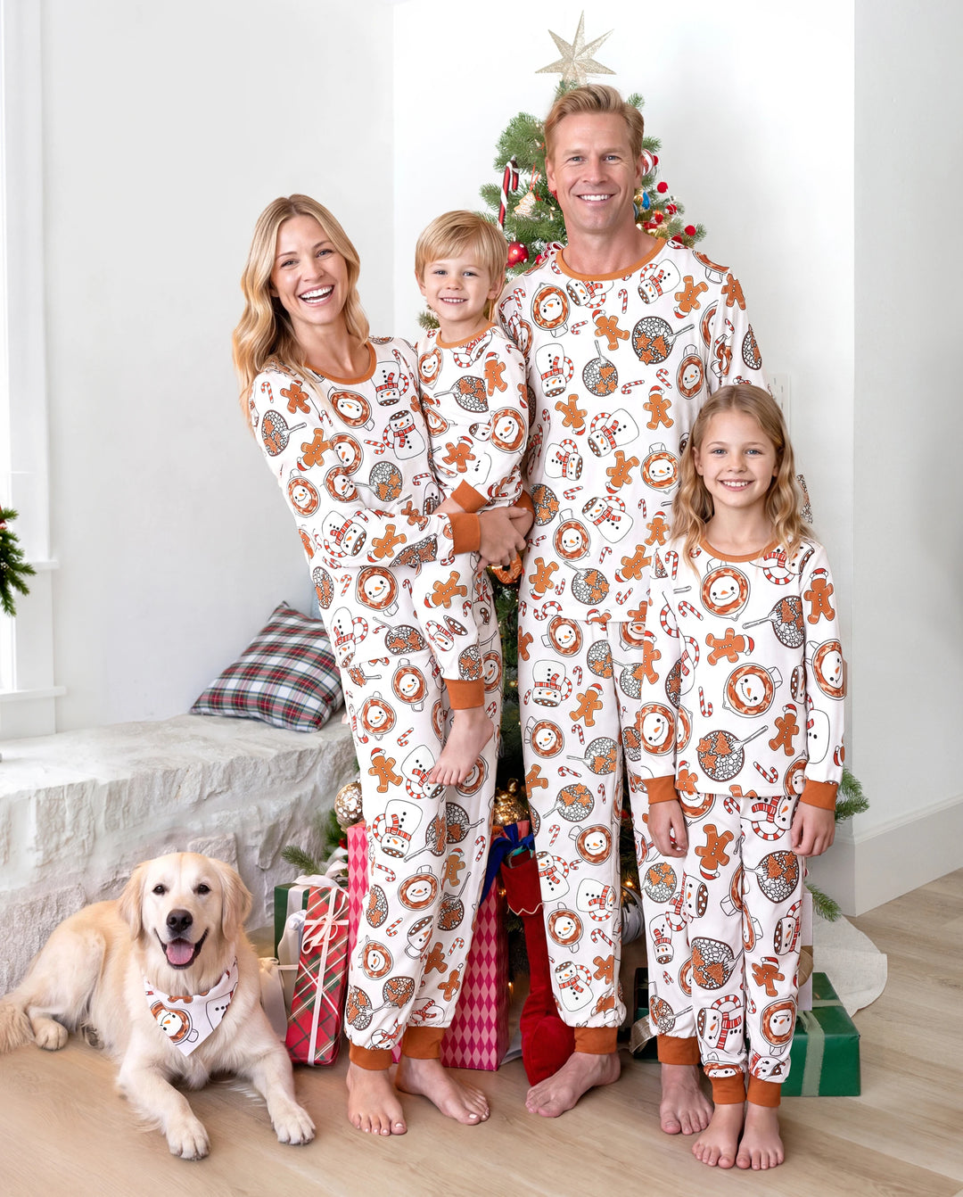 Christmas Matching Family Pajamas Mug & Snowman Print Khaki