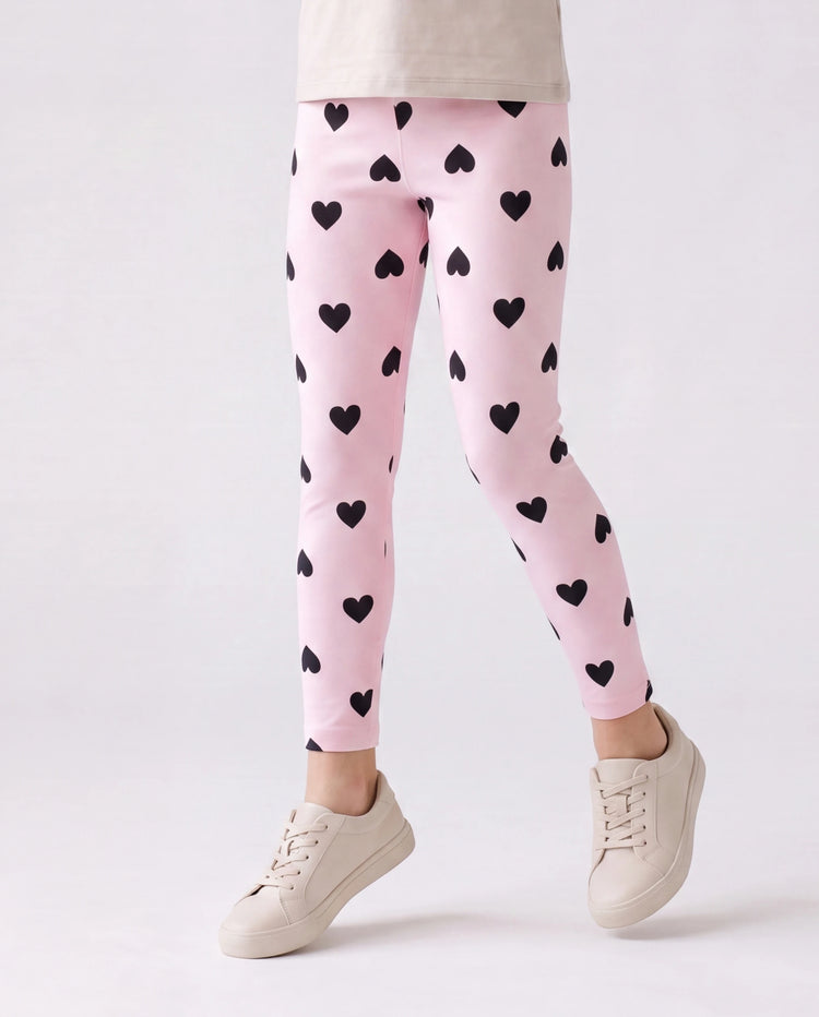 Leggings élastiques roses pour petite fille