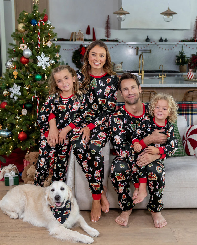 Christmas Matching Family Pajamas Xmas Tree & Gingerbread Print