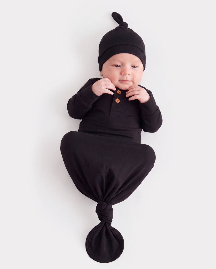 Saco de dormir de bambú para bebé niño/niña, bata infantil con gorro negro