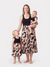 Mommy & me Cross Back Floral Strap Dress and Colorblock Top Sets Black