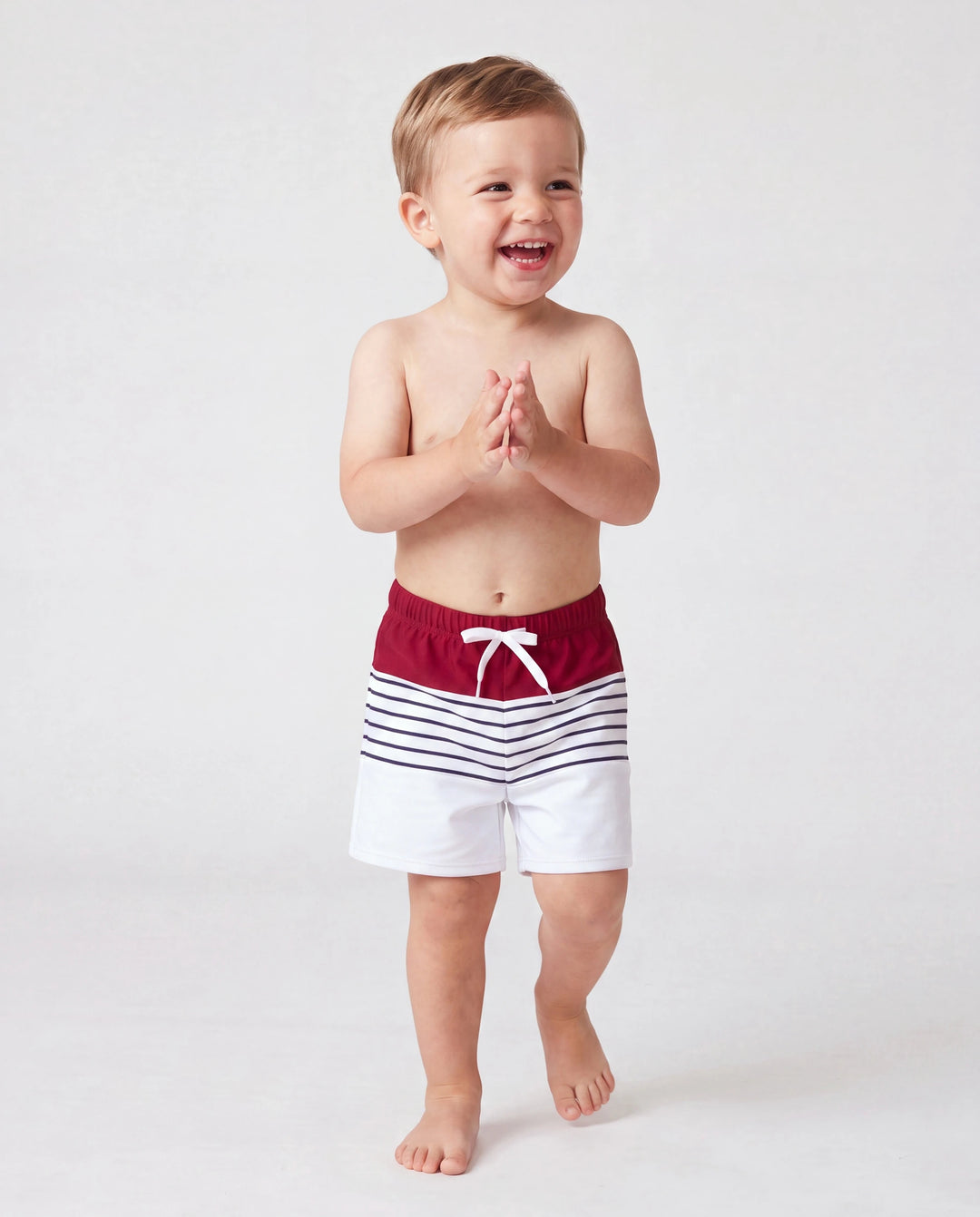 Kleinkind Jungen Badeanzug Rote gestreifte Colorblock Badehose Passende Strandoutfits für Sommer, Kreuzfahrt, Urlaub Rot