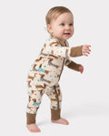 Bamboo Baby Boy/Girl 2-Pack Solid&Bee Printed 2-Way Zipper Anti Slip Footie Coffee