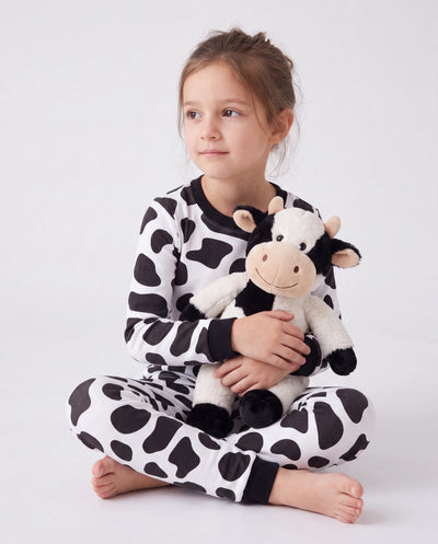 Pyjama de Noël/Halloween 2 pièces avec imprimé enfantin pour tout-petits/enfants (ajustement serré) Noir