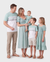 Family Matching T-Shirt & Dress Set Polka Dot Puff-sleeve Dress for Mom, Daughter & Baby, Color Block Cotton Tee for Dad & Son, Perfect for Family Outings & Photos Light Green
