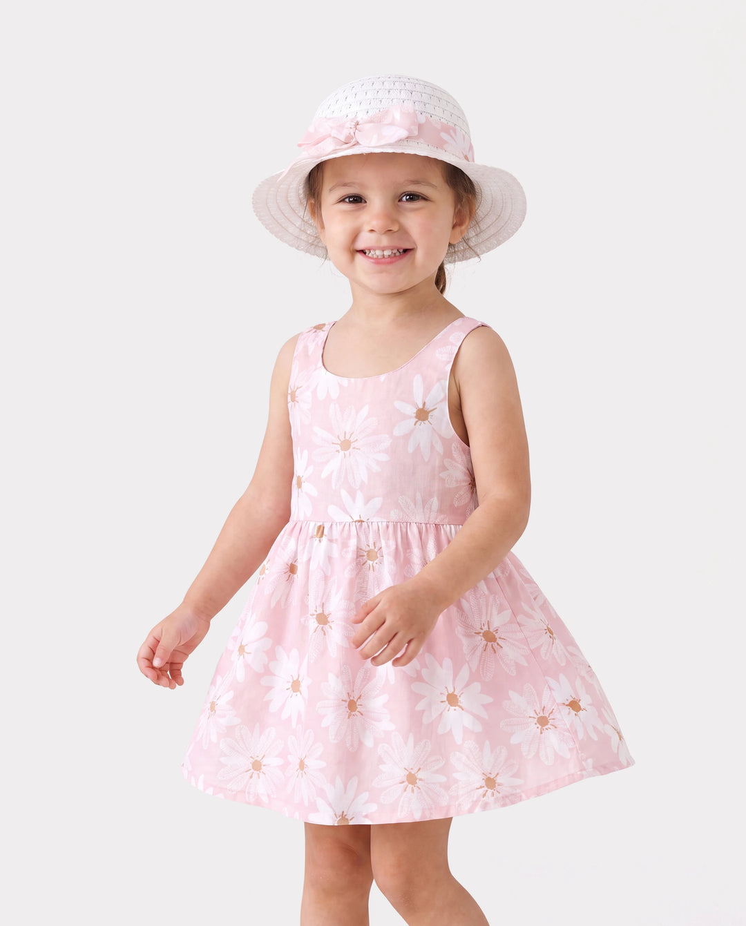2 Stück Baby Mädchen Little Daisy Bowknot Kleid Set rosa