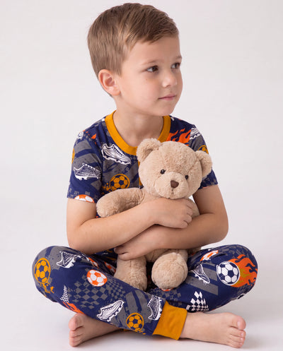 Toddler / Kids Christmas / Halloween PJS for Boys 3-Piece Bamboo Pajama Set 2-in-1 Look for 4 Seasons (Snug-Fitting) Black