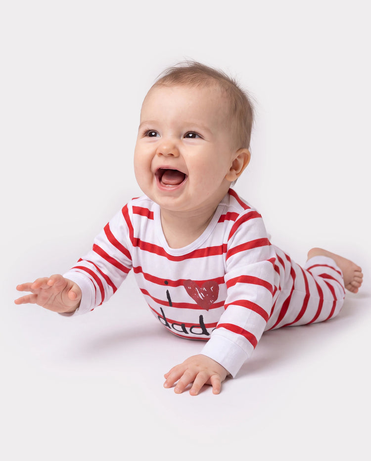 Mono para bebé niño/niña, 95 % algodón, manga larga, estampado de letras, corazones, estrellas y rayas, color rojo