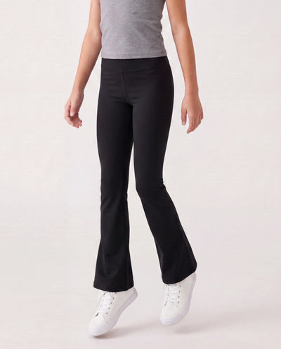 Girl's Leggings High-Waist Flared Yoga Pants with Complimentary Matching Scrunchie Black