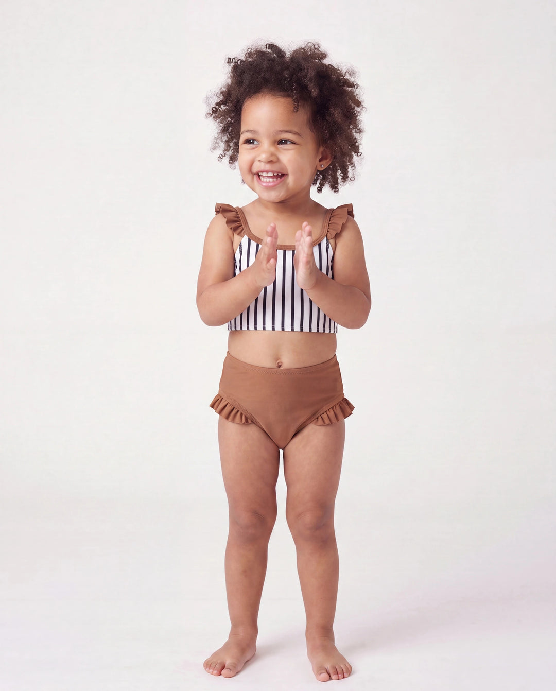 Conjunto de bikini a rayas con bloques de color para niña pequeña Bloques de color