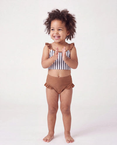 Ensemble bikini rayé bicolore pour fillettes