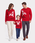Hauts assortis de Noël pour toute la famille, pull à manches longues imprimé renne de Noël enfantin rouge