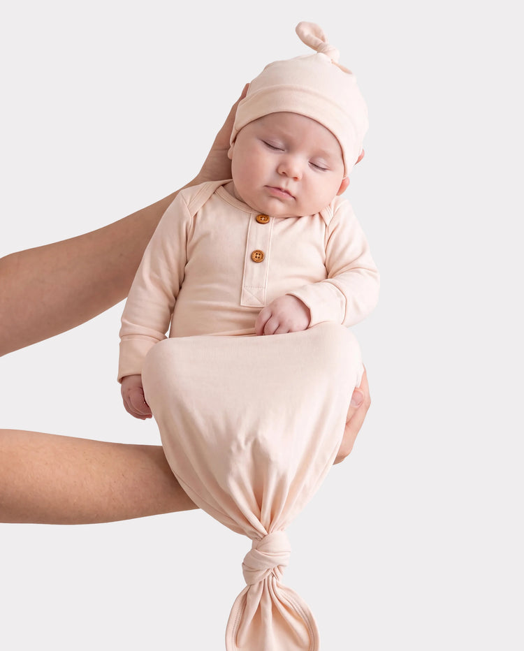 Bamboo Baby Boy/Girl Sleeping Bag Infant Gown with Hat Apricot