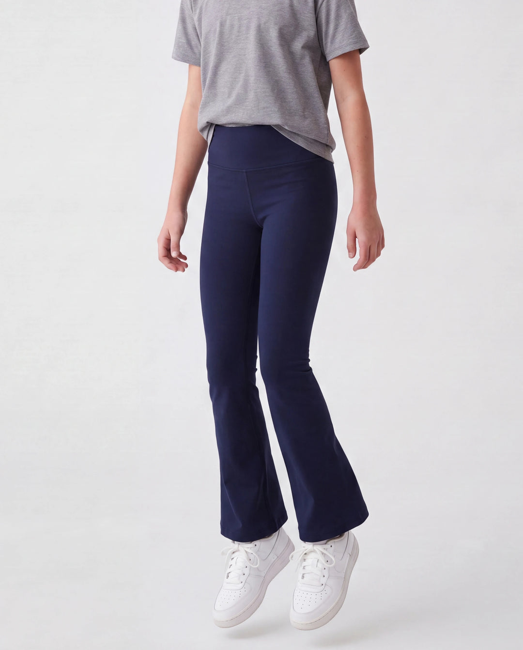 Leggings de yoga évasés taille haute pour fille avec chouchou assorti offert, bleu foncé