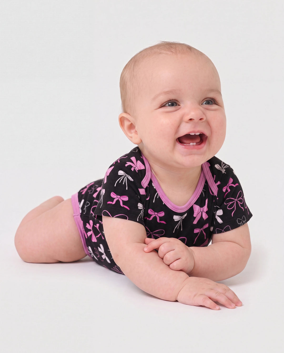 Bambus Baby Junge/Mädchen 1 Stück Allover-Print Bodysuits Pink Lila