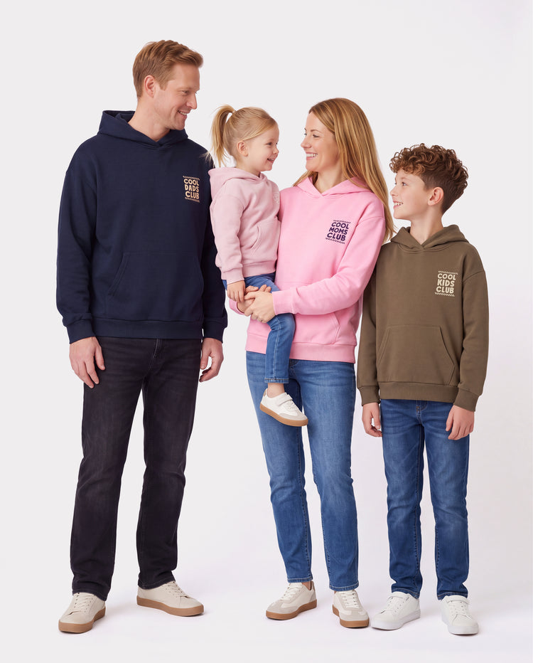 Family Matching Cool Moms, Dads & Kids Club Hoodies Multi-color