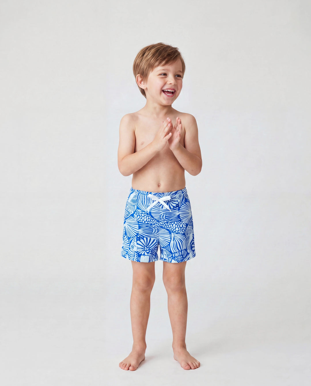 Kleinkind Jungen Muschelmuster Bademode Blumen Badehose Set für Jungen, Perfekt für Strandtage & Poolpartys Blau